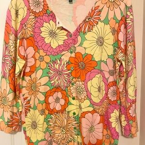 Talbots Floral Multicolor Cardigan